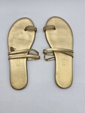 TKEES Gold Double-Strap Toe Loop Sandals